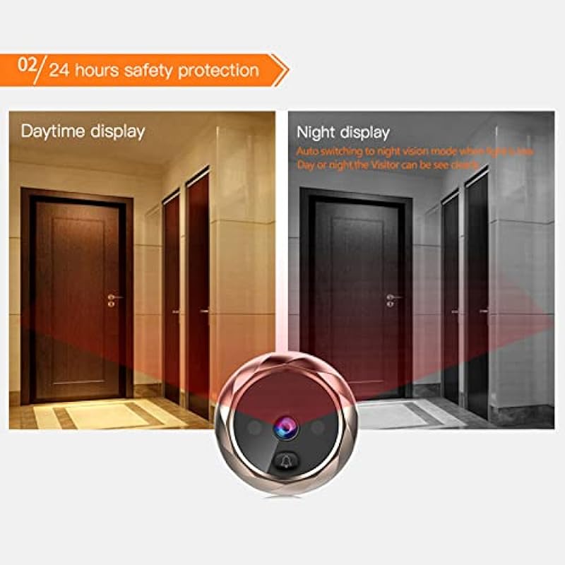 DD1 2.8in Home Video Doorbell, 90 Degrees Wide Angle Peephole Security Camera, IR Night Vision Loop Recording Digital Peephole Viewer, Support Loop Recording and Data Storage