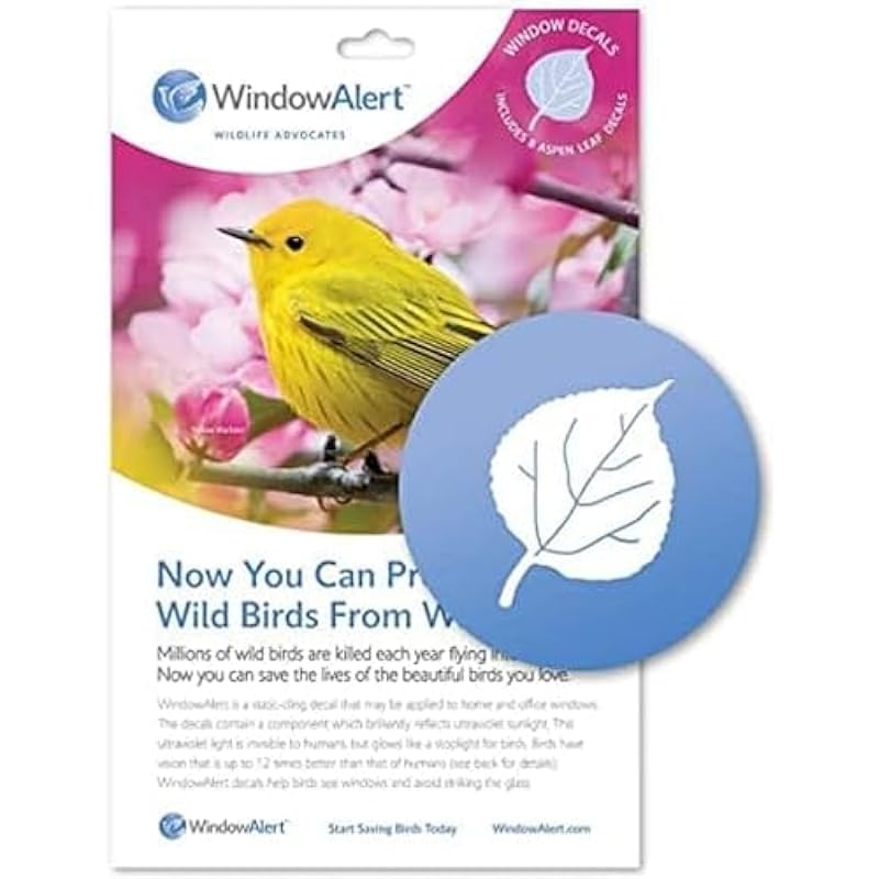 WindowAlert Aspen Leaf Anti-Collision Decal – UV-Reflective Window Decal to Protect Wild Birds from Glass Collisions – Made in The USA