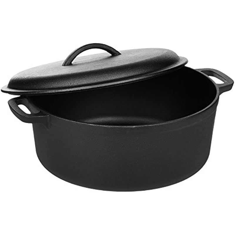 Amazon Basics Pre-Seasoned Cast Iron Dutch Oven Pot with Lid and Dual Handles, 7-Quart