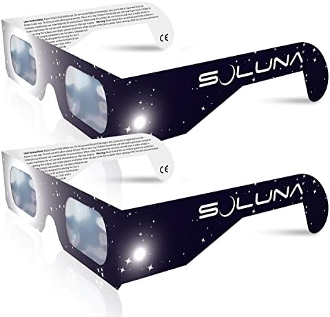 Soluna Solar Eclipse Glasses – CE and ISO Certified Safe Shades for Direct Sun Viewing – Made in the USA (2 Pack) – Lunettes Pour éclipse Solaire