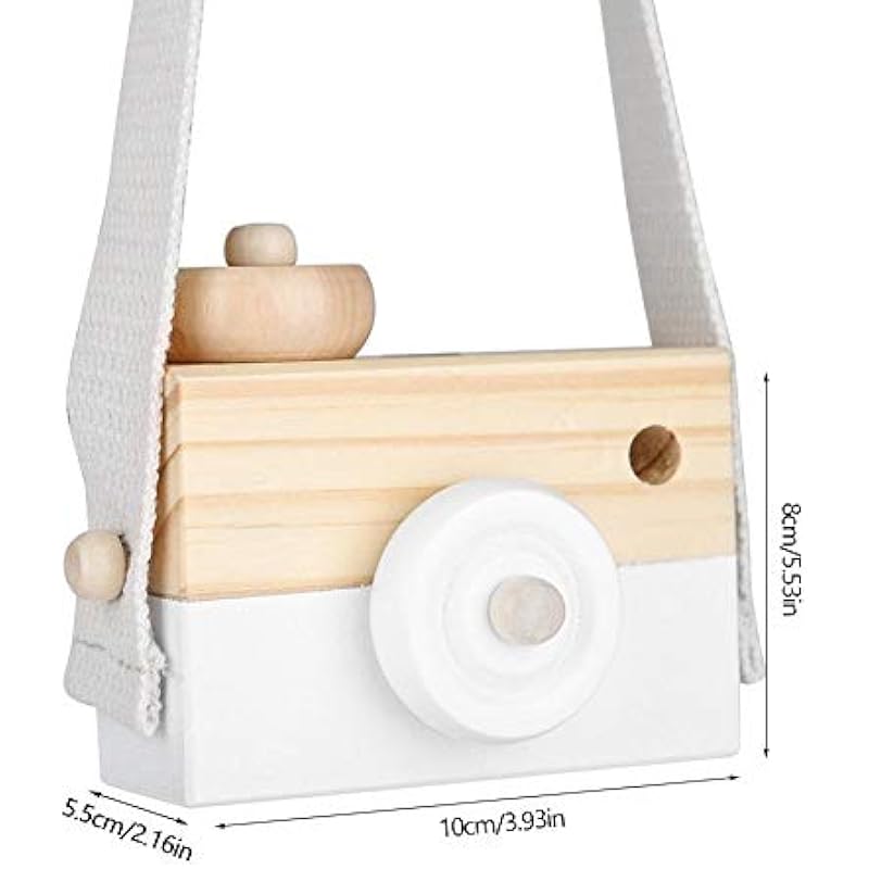 Wooden Camera Toy Mini Handmade Baby Kids Cute Wood Camera Toys Children Fashion Clothing Accessory for Kid Child Learning Intelligent Toys(White)