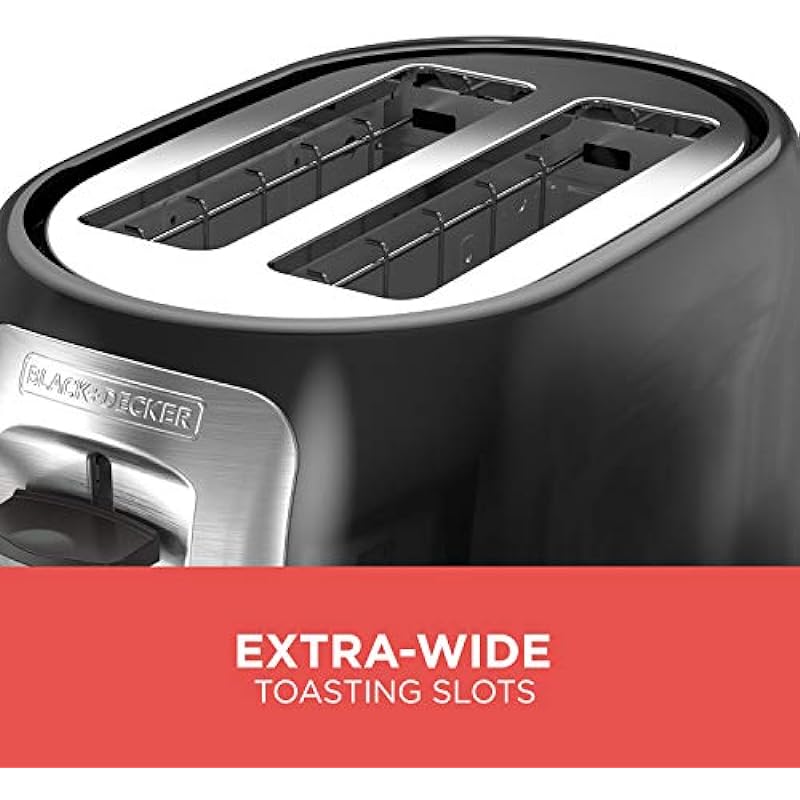BLACK+DECKER 2-Slice Extra Wide Slot Toaster, Classic Oval, Black with Stainless Steel Accents, TR1278B