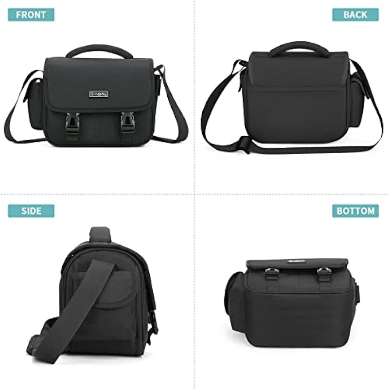 G-raphy Camera Bag DSLR SLR Camera Shoulder Bag for SLR DSLR Cameras, Mirrorless Cameras, Lenses, Cables, Accessories (Black)