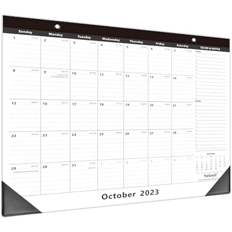 Nekmit Magnetic Calendar for Fridge, 2024 Yearly Monthly Desk Pad Calendar, Fridge Calendar for Home Schooling Plan & Schedule, Runs from Now to Dec 2024, Ruled Blocks, 15 x 12 Inches, Black