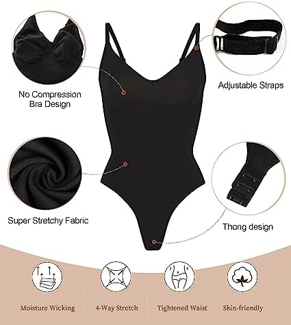 SHAPERX Bodysuit for Women Tummy Control Shapewear Seamless Sculpting Thong Body Shaper Tank Top