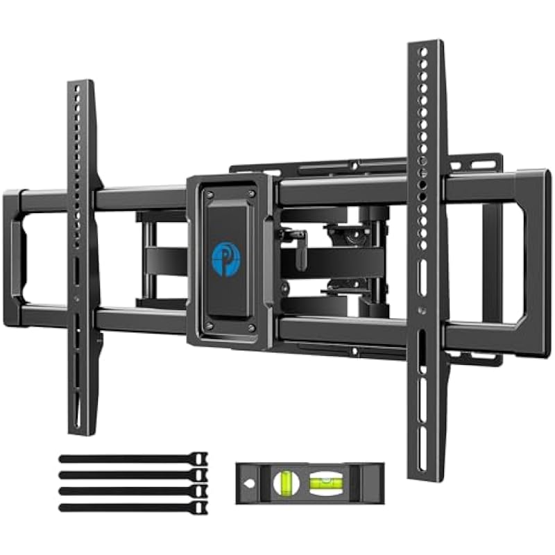 Pipishell Full Motion TV Wall Mount for 40–82 inch Flat or Curved TVs up to 110 lbs, Smooth Swivel & Extension, Tool-Free Tilt with Heavy-Duty Arms, Max VESA 600x400mm, Fits 12″/16″ Wood Studs, PILF11