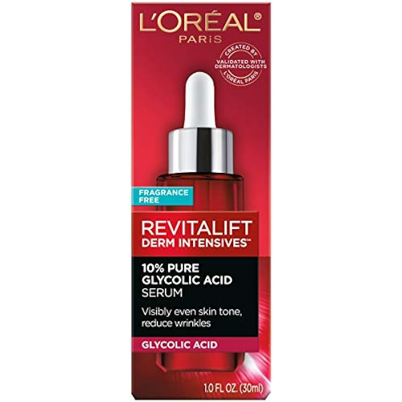 L’Oréal Paris Glycolic Acid Face Serum, Revitalift Triple Power LZR, With 10% Pure Glycolic Acid to Exfoliate and Reduce the Look of Wrinkles, Skincare, 30 Millilitre