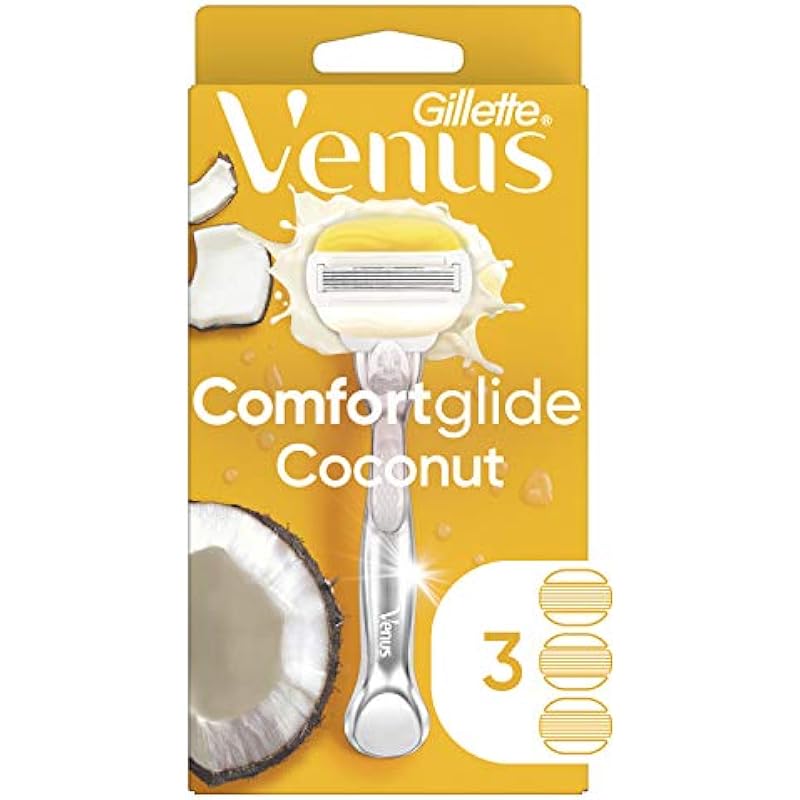 Gillette Venus ComfortGlide with Olay Coconut Womens Razor Handle + 3 Blade Refills