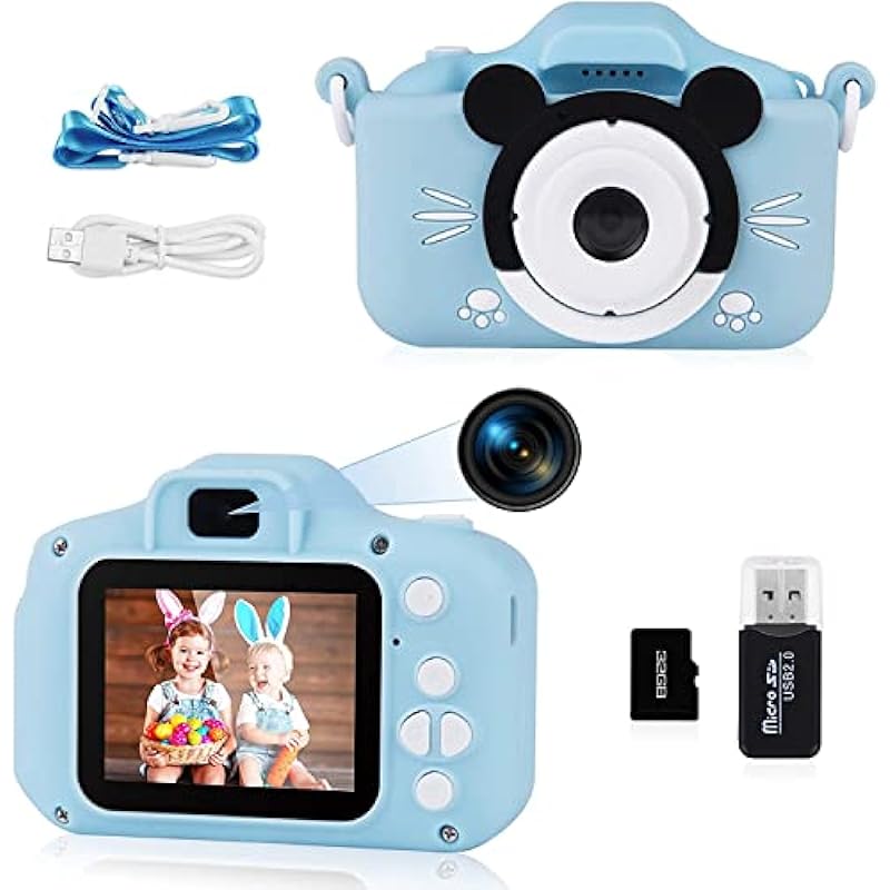 Kids Camera Toys for 3-12 Year Old Boys/Girls, 20.0MP Kids Digital Dual Cameras for Toddler with Video, Christmas Birthday Gifts for Kids, Upgrade 1080P HD Selfie Camera for Kids, 32GB SD Card