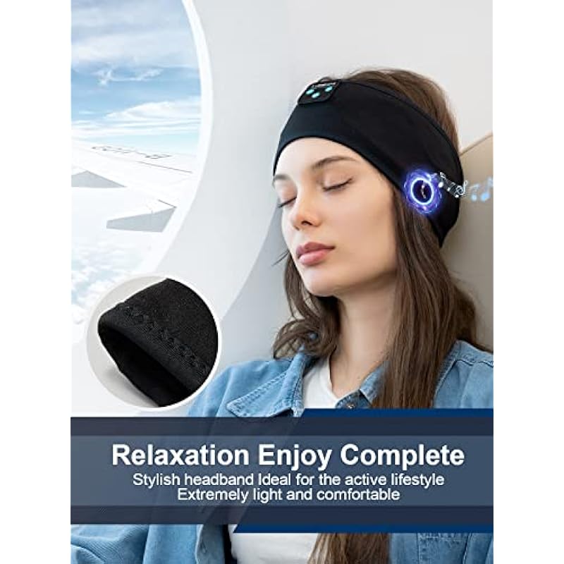 Lullaband Sleep Headphones Bluetooth Headband-Sleeping Mask Wireless Earphones with HD Stereo Speaker Cool Tech Gadgets Gifts for Travel Workout Running Sports Meditation Yoga Housework Black,LULA01