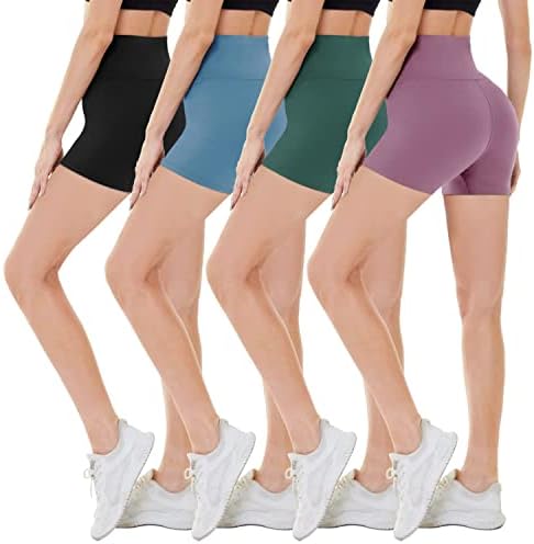 CAMPSNAIL 4 Pack Leggings for Women – High Waisted Soft Tummy Control Slimming Black Yoga Pants Workout Running