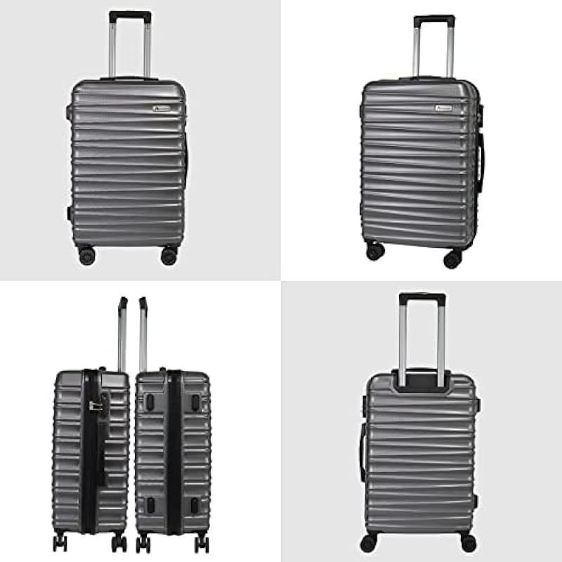 Luggage Set 3 Pieces (20/24/28) -Suitcase Set – Carry on Luggage with Wheels – Check-in Luggage – PC + ABS Durable Suitcase Rotating Silent Wheels (Hardside Luggage with Spinner Wheels, Charcoal)…