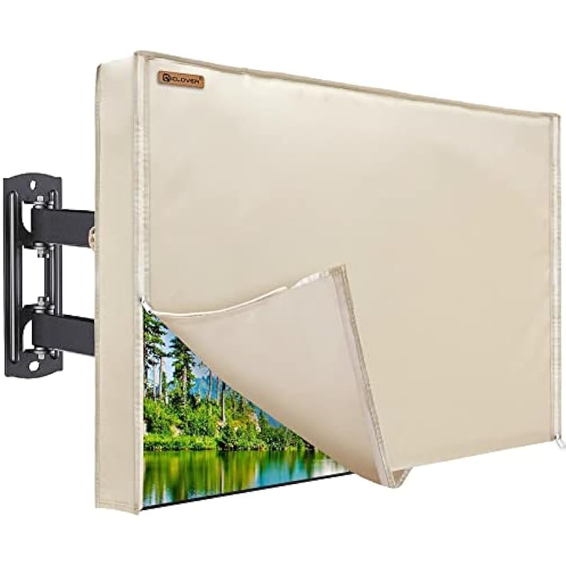 IC ICLOVER Outdoor TV Cover 32 inch, Heavy Duty Weatherproof TV Protector, Waterproof Zipper & Roll up Front Flap, Outside TV Cover for LED, LCD, TVs