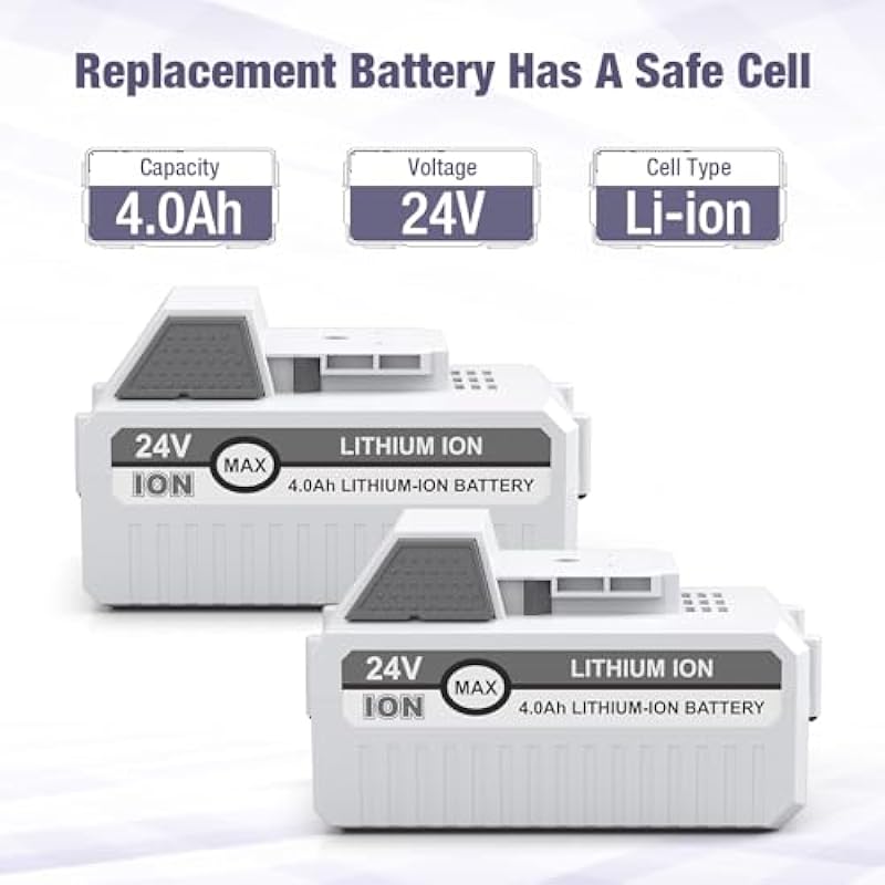 C D H 2 Packs 24V 4000mAh Replacement Battery for Snow Joe+Sun Joe 24V Lithium-iON Battery Series 24BAT-LTX/LTW/LTE/LT/XR Pro