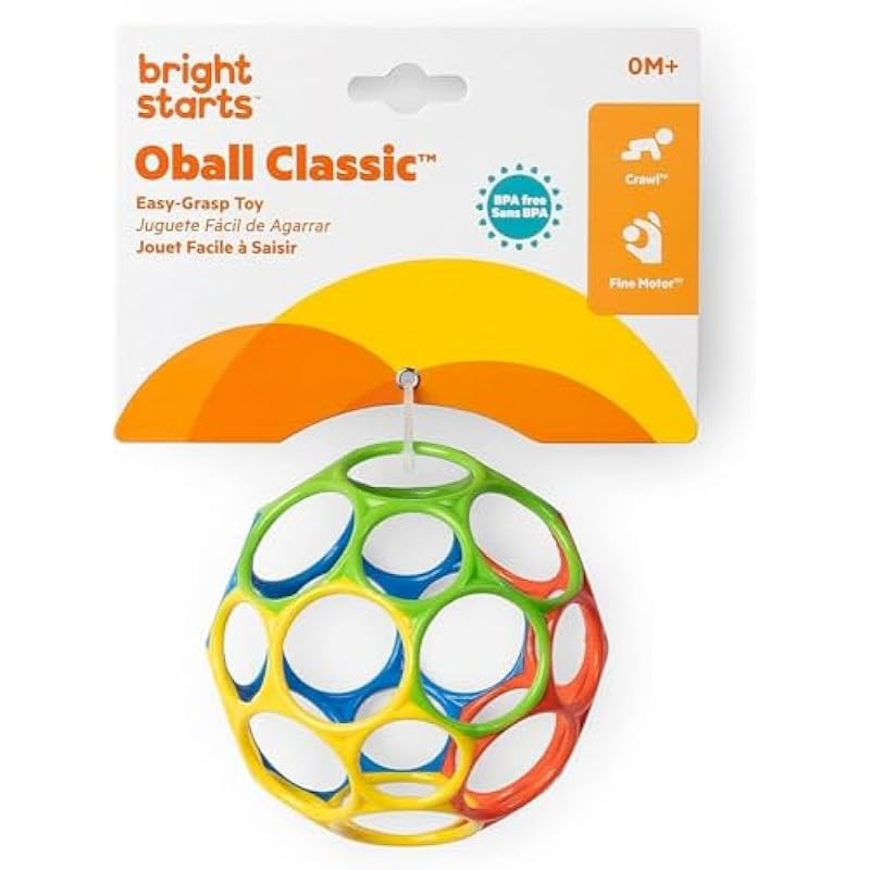 Oball Classic Ball – Red, Yellow, Green, Blue, Ages Newborn +