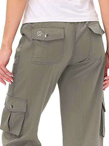 MoFiz Women’s Capri Cargo Hiking Pants with Button 6 Pocket Lightweight Outdoor Athletic Casual Sweatpant