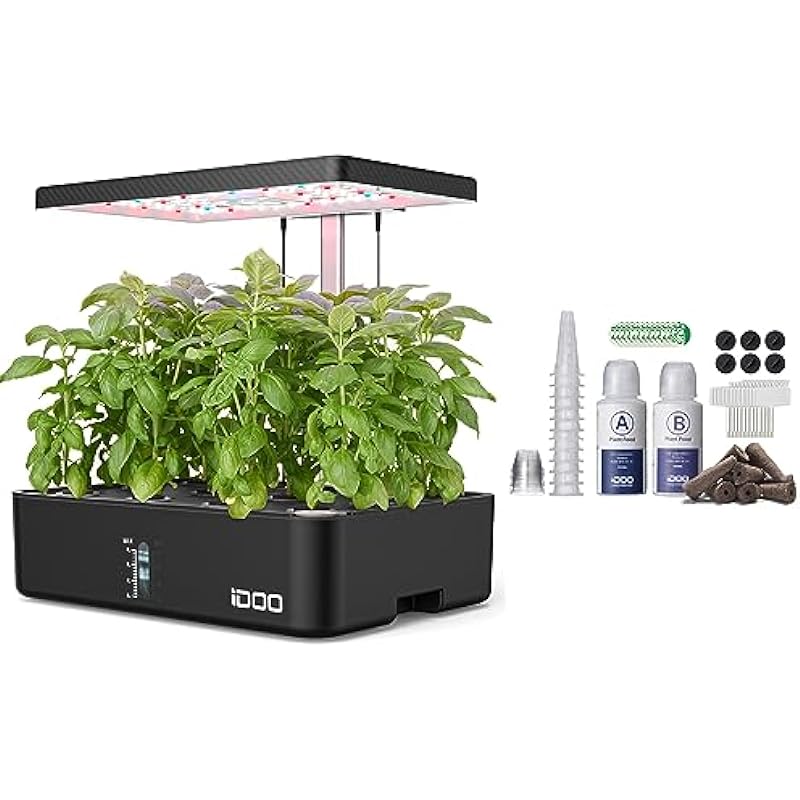 iDOO 12Pods Indoor Herb Garden Kit, Hydroponics Growing System with LED Grow Light, Smart Garden Planter for Home Kitchen, Automatic Timer Germination Kit, Height Adjustable, ID-IG301(No Seeds)