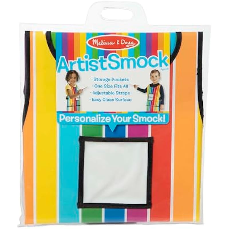 Melissa & Doug Art Essentials Artist Smock – One Size Fits All | Artist Painting Apron With Pockets, Art Smock For Toddlers And Kids