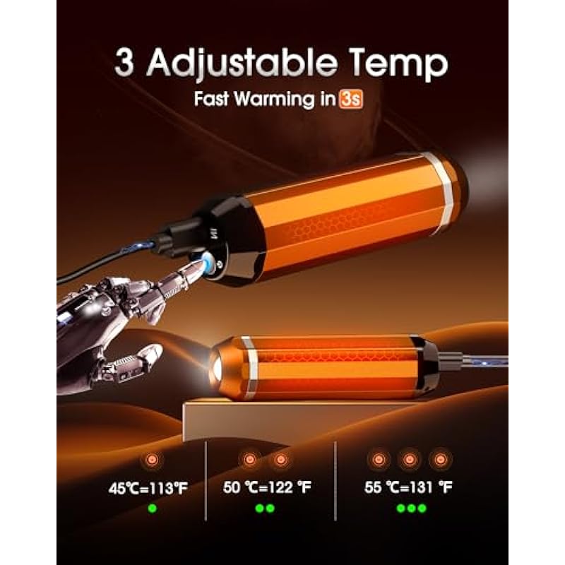 Hand Warmers Rechargeable, Magnetic 2pack 5000mAh Battery Operated Hands Warmer, 3 Levels Heat, Outdoor Flashlight, Electric Portable Pocket Heater for Camping, Hiking, Hunting, Golf, Football