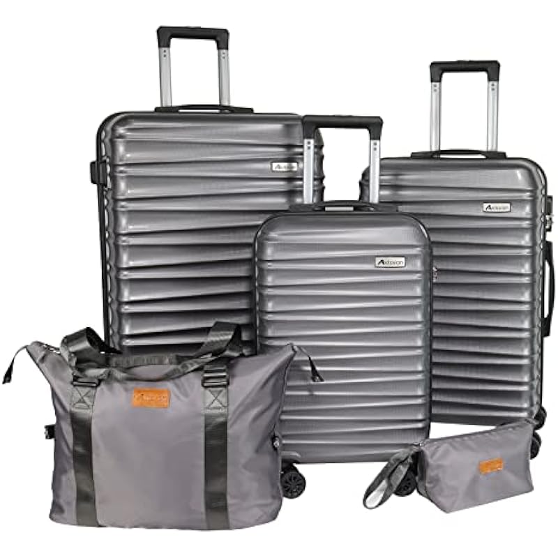 Luggage Set 3 Pieces (20/24/28) -Suitcase Set – Carry on Luggage with Wheels – Check-in Luggage – PC + ABS Durable Suitcase Rotating Silent Wheels (Hardside Luggage with Spinner Wheels, Charcoal)…