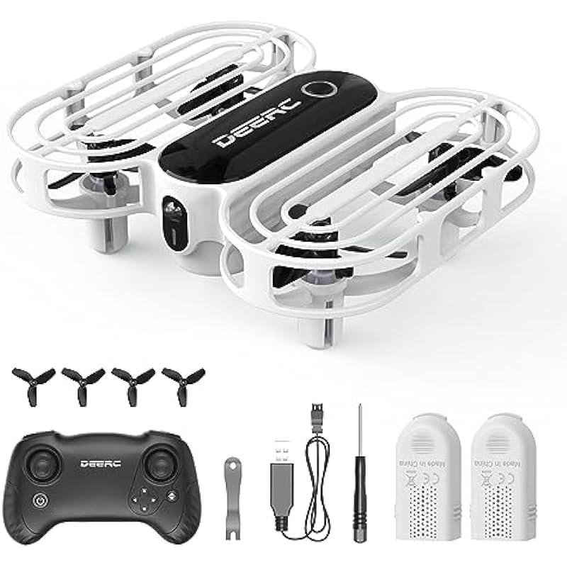 DEERC D11 Mini Drone for Kids and Beginners, Kids Drone with LED RC Quadcopter with Toss to Launch, Circle Fly, 3D Flip, Auto Hovering, 3 Speeds, One Key Takeoff/Landing, 2 Rechargeable Batteries for 16mins, Small Drone Gifts Toys for Boys and Girls