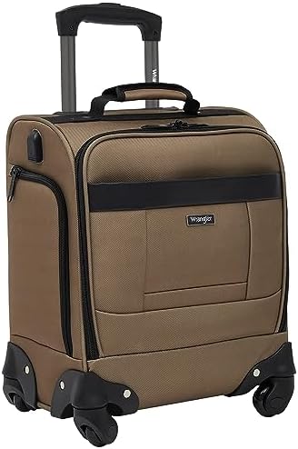 Wrangler Unisex 15″ 4-Wheel Spinner Underseat Carry-on Luggage with Side USB Port Luggage- Carry-On Luggage