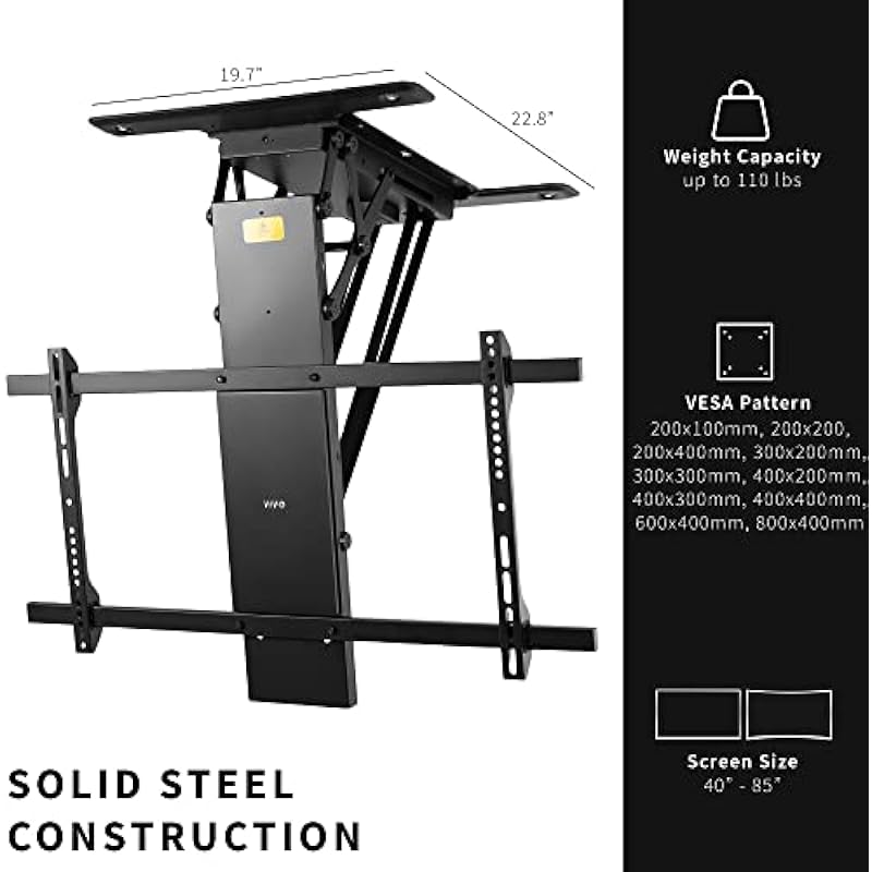 VIVO Electric TV Ceiling Mount for 40 to 85 inch Screens, Large Flip-Down Motorized Pitched Roof VESA Mount, Master Pack, Black, MOUNT-E-FD85