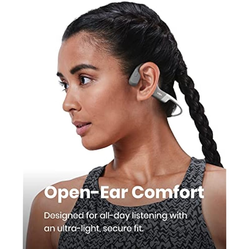Shokz OpenRun (AfterShokz Aeropex) – Open-Ear Bluetooth Bone Conduction Sport Headphones – Sweat Resistant Wireless Earphones for Workouts and Running – Built-in Mic, with Headband (Grey)