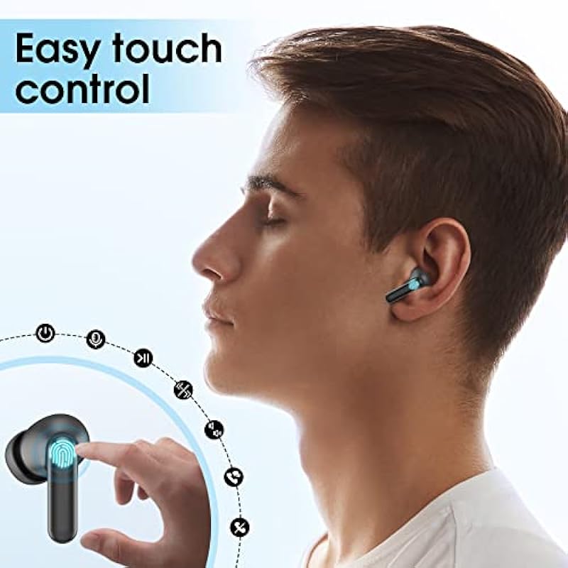 Wireless Earbuds, Bluetooth 5.3 Headphones 50H Playtime with LED Digital Display Charging Case, IPX5 Waterproof HiFi Stereo Earphones with Mic for Android iOS Cell Phone Computer Laptop Sports