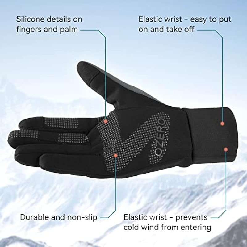 Winter Thermal Gloves Men Women Touch Screen Anti Slip Water Resistant Windproof in Cold Weather for Driving Cycling Running