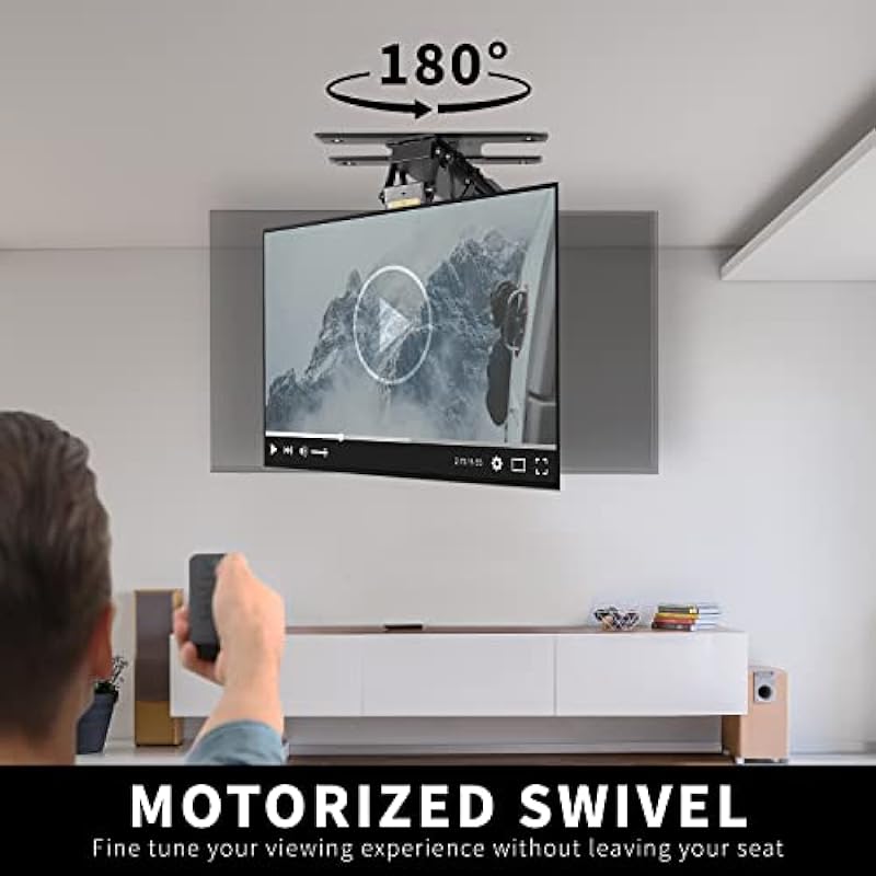 VIVO Electric Flip Down Swiveling Ceiling TV Mount for 32 to 70 inch Screens, Large Motorized Flat Ceiling VESA Mount, Master Pack, Black, MOUNT-E-FD70S