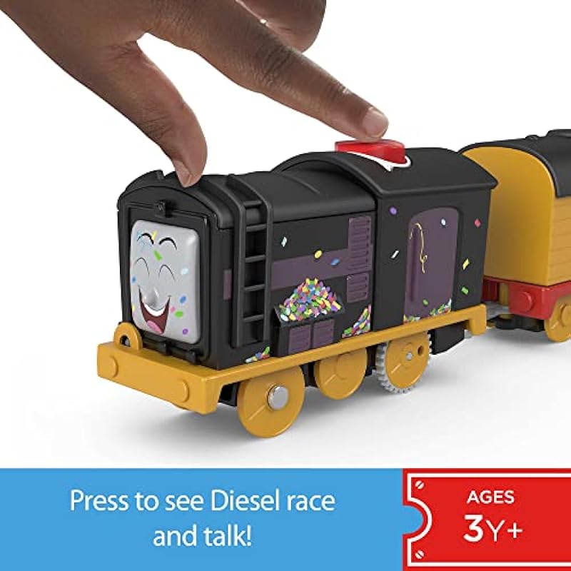 Fisher-Price Thomas and Friends Talking Diesel Toy Train with Sounds & Phrases for Preschool Pretend Play, Battery-Powered Motorized Engine with Tender