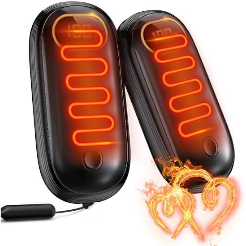 Hand Warmers – 14000mAh Hand Warmers Rechargeable 2 Pack Up to 36Hrs Warmth with LED Display & LED Light Heating Max 131℉, Electric Hand Warmers Reusable Pocket Heater for Golf, Raynauds, Camping