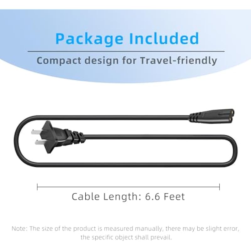 6.6FT 2 Prong TV Power Supply Cord for Samsung Smart TV,Fit for Samsung UN32 UN55 UN60 UN49 UN50 UN75 UN65 UN70 UN78 UN40 UN43 UN48 Series P/N 3903-000853 TV AC Power Charging Cable Replacement