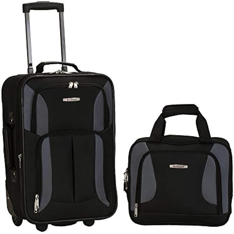 ROCKLAND Luggage 2-Piece Set, Black/Gray, One Size