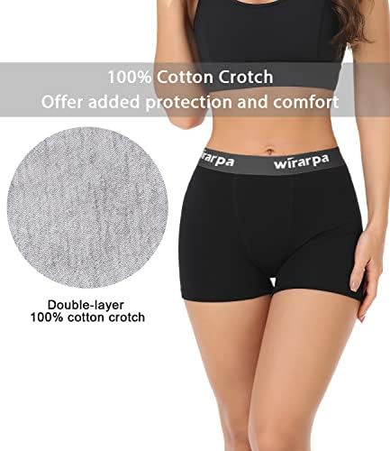 wirarpa Women’s Boxer Briefs Cotton Boy Shorts Underwear 3″ Inseam Shorts 4 Pack