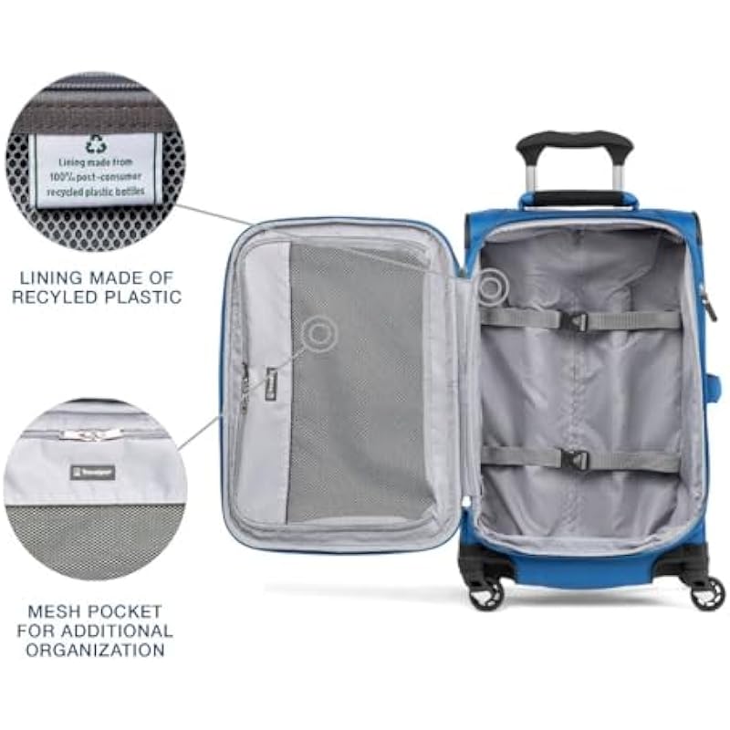 Travelpro Maxlite 5 Softside Expandable Luggage with 4 Spinner Wheels, Lightweight Suitcase, Men and Women, Azure Blue, Carry-on 21-Inch, Maxlite 5 Softside Expandable Spinner Wheel Luggage