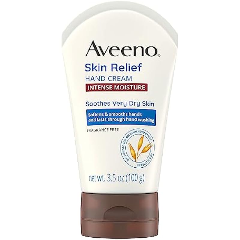 Aveeno Hand Cream, Intense Relief for Dry and Cracked Skin, Unscented Moisturizer, 97 mL (Packaging May Vary)