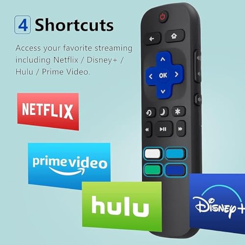 Newest 【Pack of 2】 Universal Remote Control for Roku TV, Replacement Remote for TCL Roku/Hisense Roku/Sharp Roku TV, TV Remote with Netflix Disney+/Hulu/Prime Video Buttons