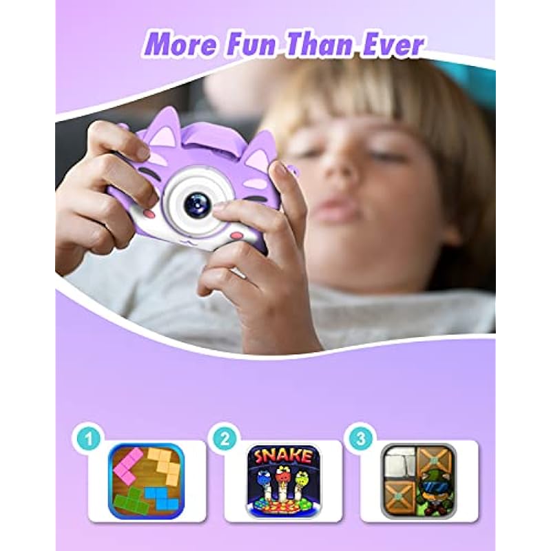 Slothcloud Kids Selfie Camera,Birthday Gifts for Boys Age 3-9,HD Digital Video Cameras for Toddler,Toy for 3 4 5 6 7 9 Year Old Teens with 32GB SD Card,Kids Toys Gifts for Birthday (Purple)