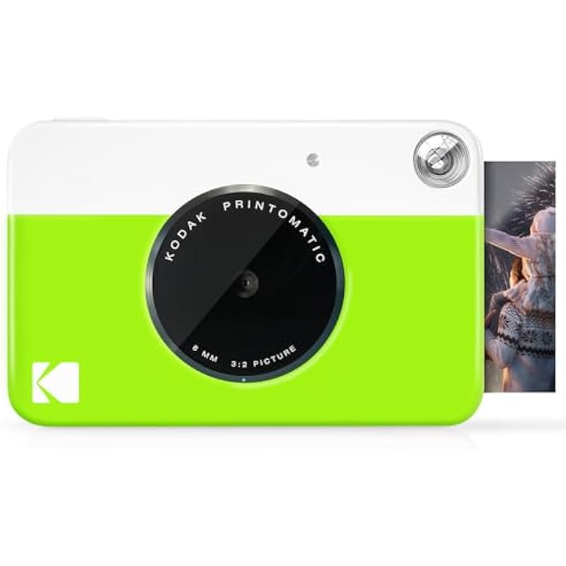 Kodak Printomatic Digital Instant Print Camera – Full Color Prints On Zink 2×3 Sticky-Backed Photo Paper (Green) Print Memories Instantly