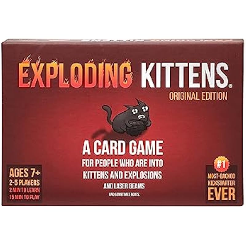 Exploding Kittens LLC – A Russian Roulette Card Game, Easy Family-Friendly Party Games – Card Games for Adults, Teens & Kids – 2-5 Players