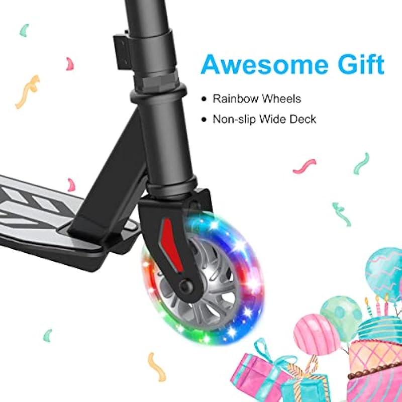 RideVOLO K05 Kick Scooter for 4-9 Years Old Kids, 3 Adjustable Heights, Ultra Lightweight and Easy Assembly, 5″ Flash Wheels, Max Load 110lbs, Outdoor Activities, Gift for Boy/Girl