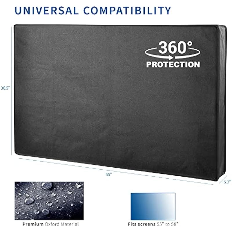 VIVO Flat Screen TV Cover Protector for 55 to 58 inch Screens, Universal, Outdoor, Weatherproof, Water Resistant (COVER-TV055B)