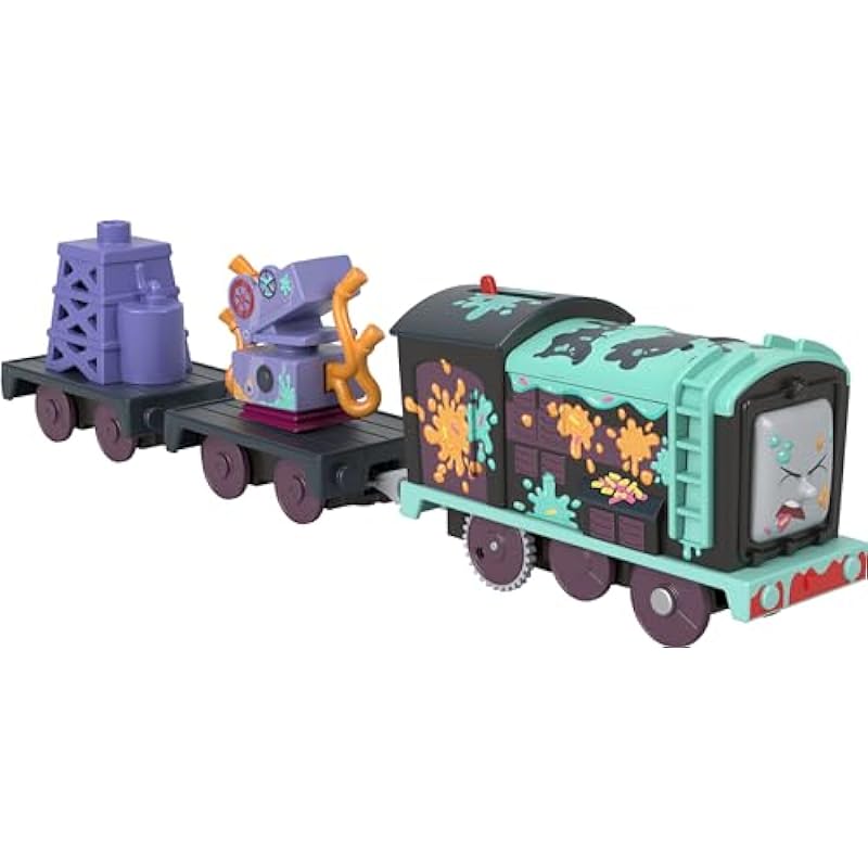 Thomas & Friends Motorized Toy Train, Frosting Diesel Engine with Cargo Car & Robot Piece for Preschool Kids Ages 3+ Years