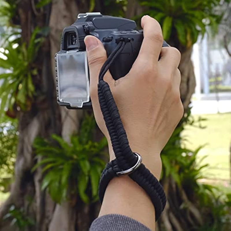 VKO Camera Wrist Strap Adjustable Camera Lanyard Wrist, Compatible with Nikon/Canon/Sony/Panasonic/Fujifilm/Olympus DSLR SLR or Mirrorless Cameras Hand Strap Black