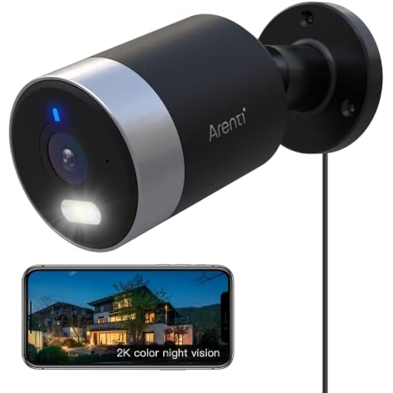 Arenti 4MP Color Night Vision Outdoor Security Camera, 5G&2.4G WiFi Camera Surveillance Exterieur with Spotlight/Siren Alarm, Human/Motion Detection, Alert Zone, Two Way Audio, Work with Alexa