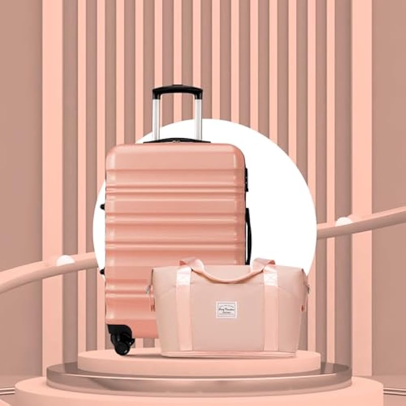 LONG VACATION Luggage Set 4 Piece Luggage Set ABS Hardshell TSA Lock Spinner Wheels Luggage Carry on Suitcase(Pink, 6 Piece Set)
