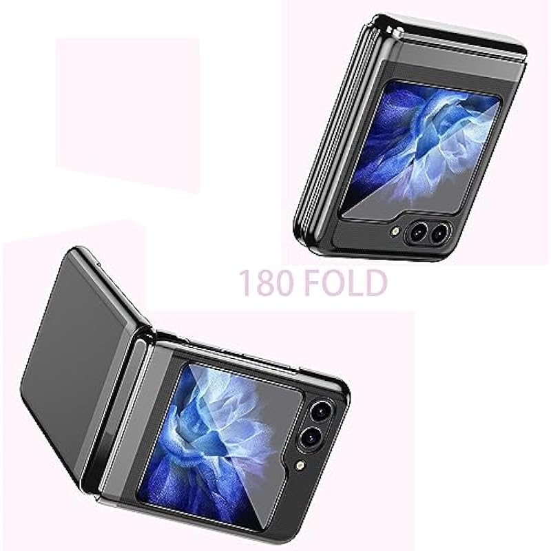 CCSmall Clear Case for Samsung Galaxy Z Flip5 5G, Luxury Plating Folding Sleeve Cover Slim Thin Hard PC Shockproof Protective Phone Cover Samsung Galaxy Z Flip 5 DD Black