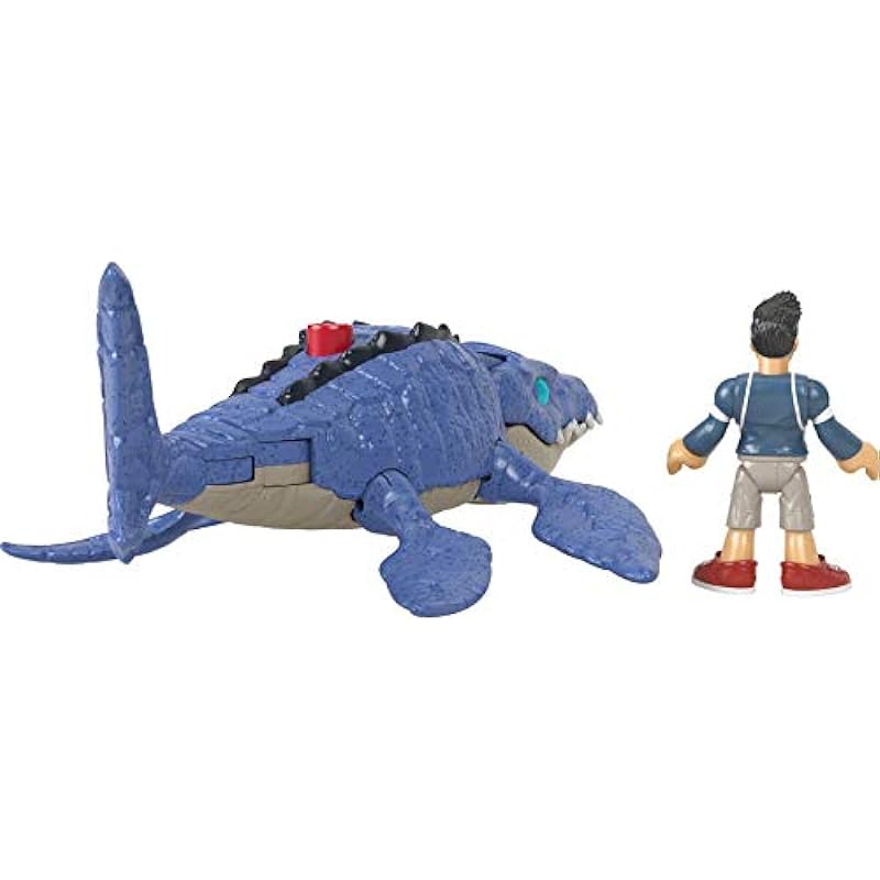 Fisher-Price Imaginext Jurassic World Camp Cretaceous Mosasaurus Dinosaur & Kenji Figure Set for Preschool Kids Ages 3-8 Years